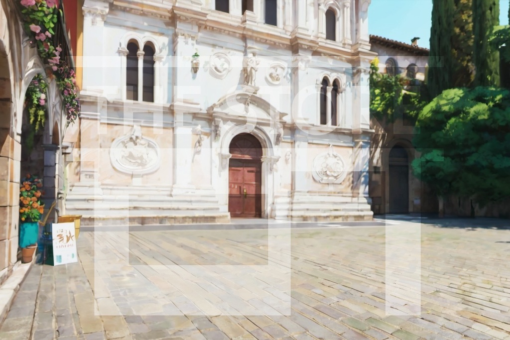 【イラスト素材】イタリアの町