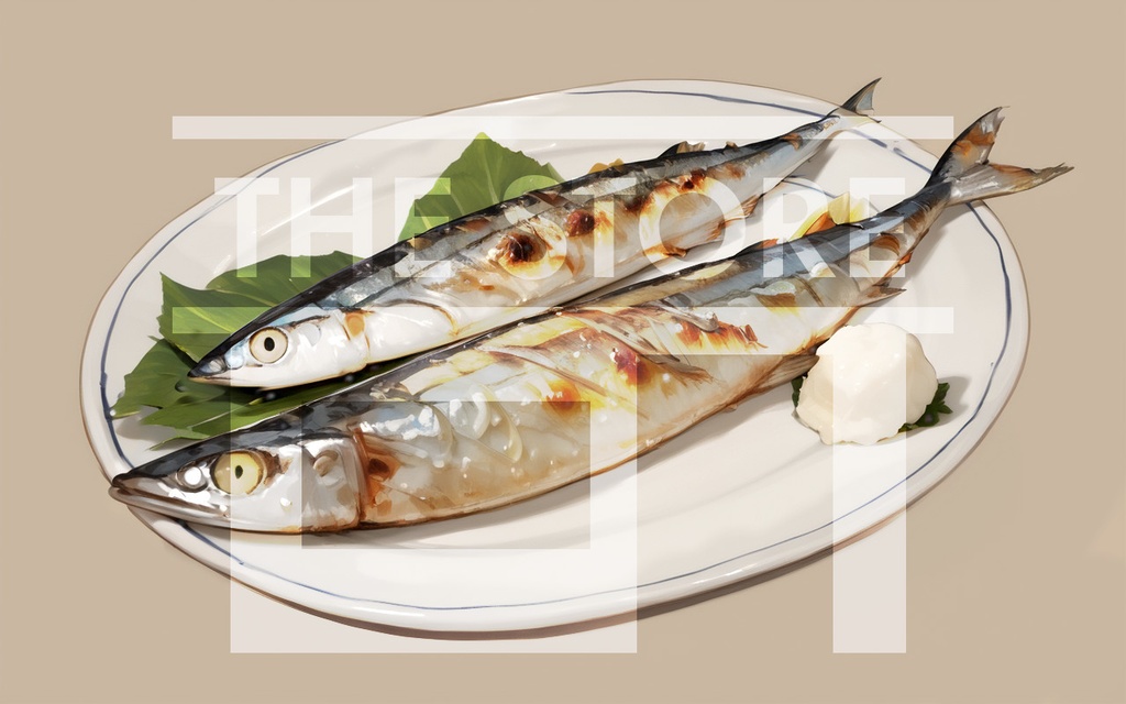 【イラスト素材】さんまの塩焼き