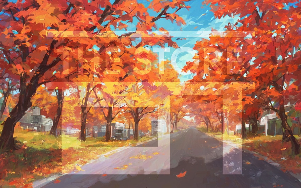 【イラスト素材】紅葉と道