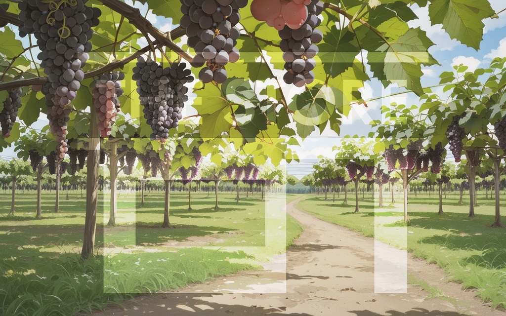 【イラスト素材】ぶどう畑