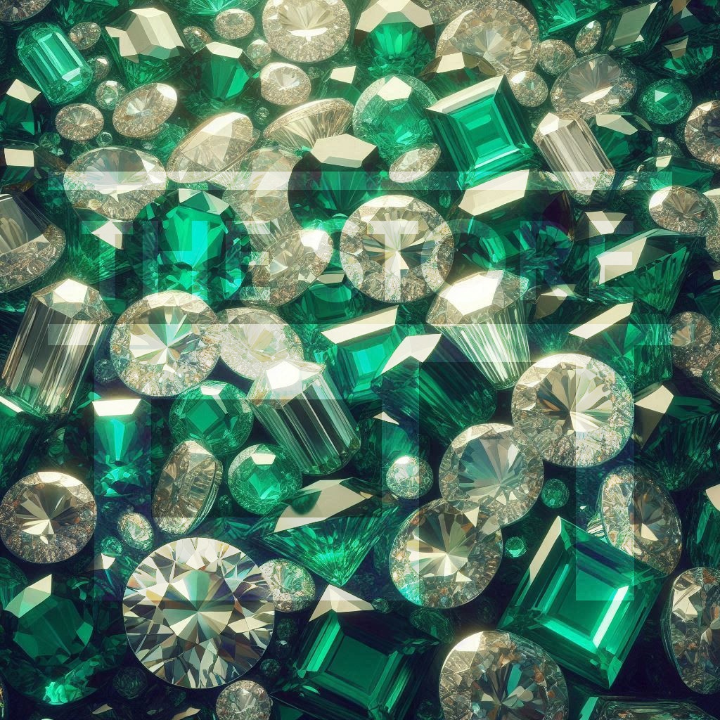 【イラスト素材】エメラルドとアクアマリン