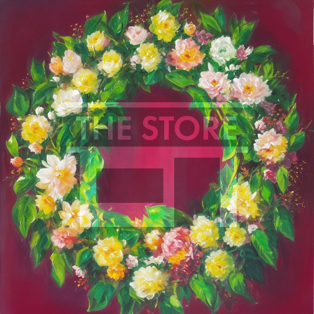 【イラスト素材】花のリース