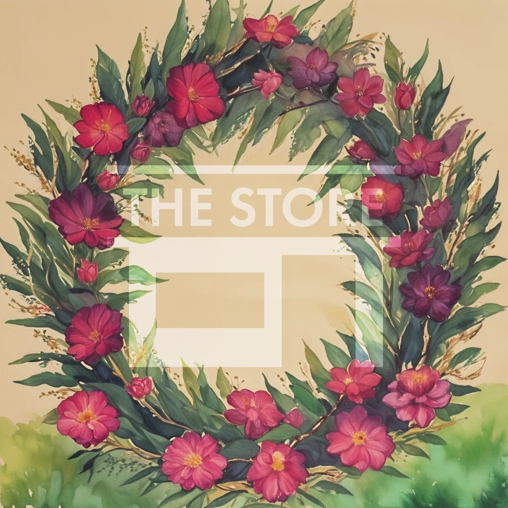 【イラスト素材】花のリース