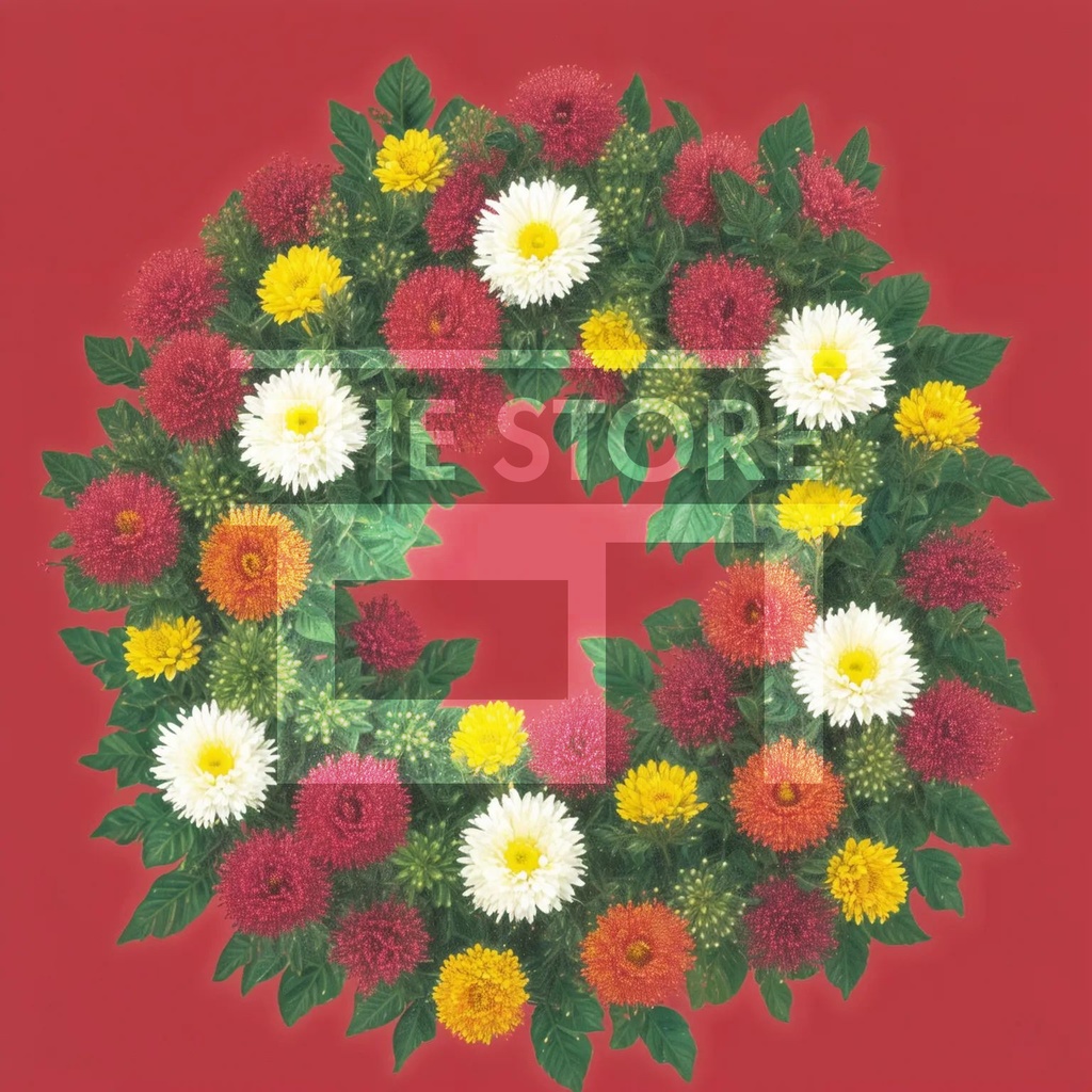 【イラスト素材】花のリース