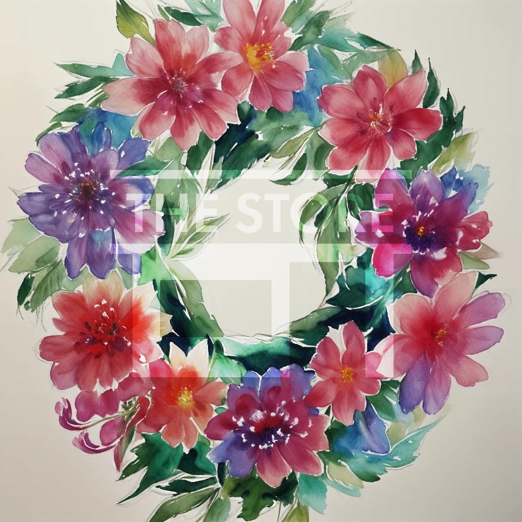 【イラスト素材】花のリース2