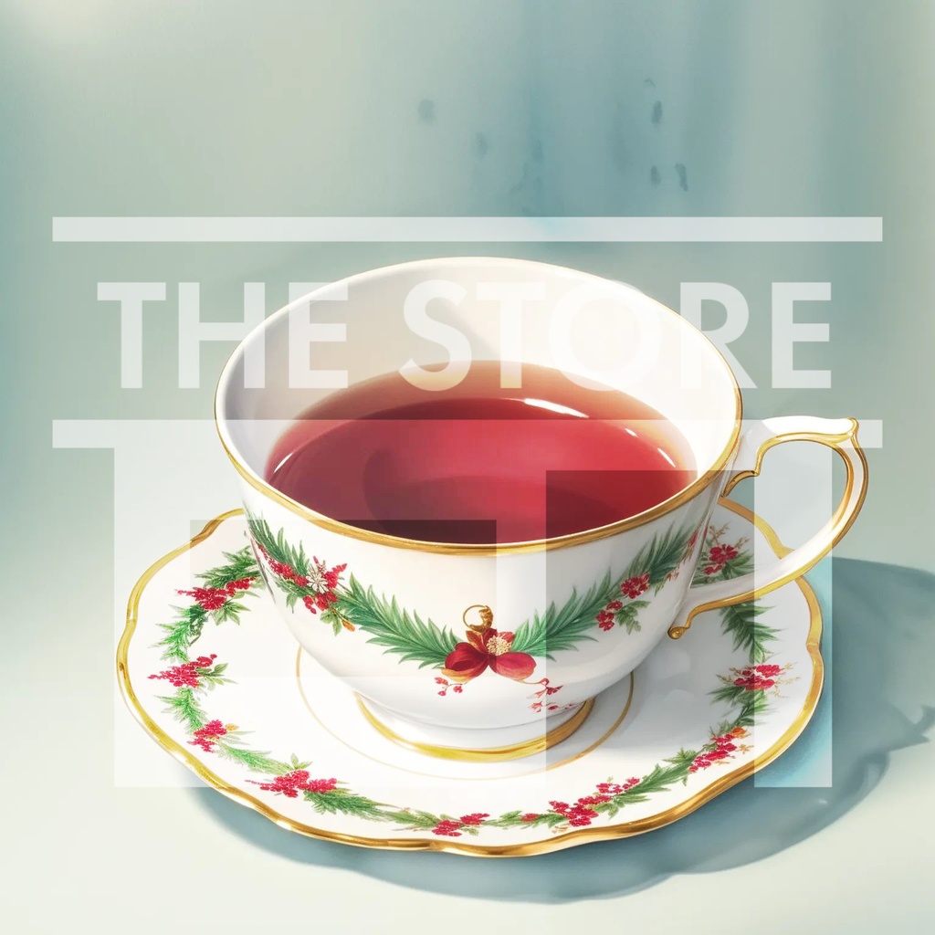 【イラスト素材】クリスマスデザインのティーカップ