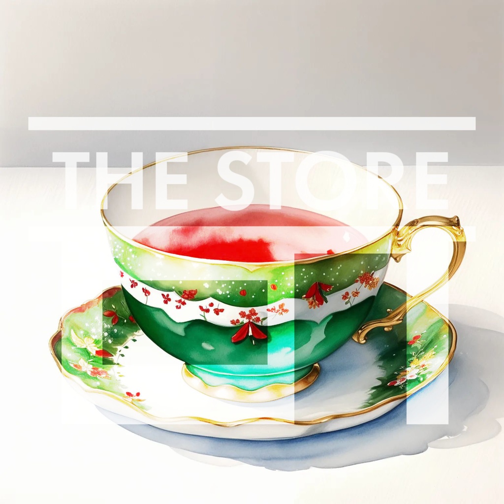 【イラスト素材】クリスマスデザインのティーカップ