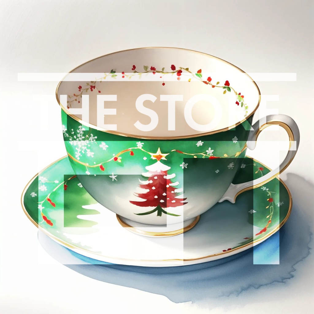 【イラスト素材】クリスマスデザインのティーカップ