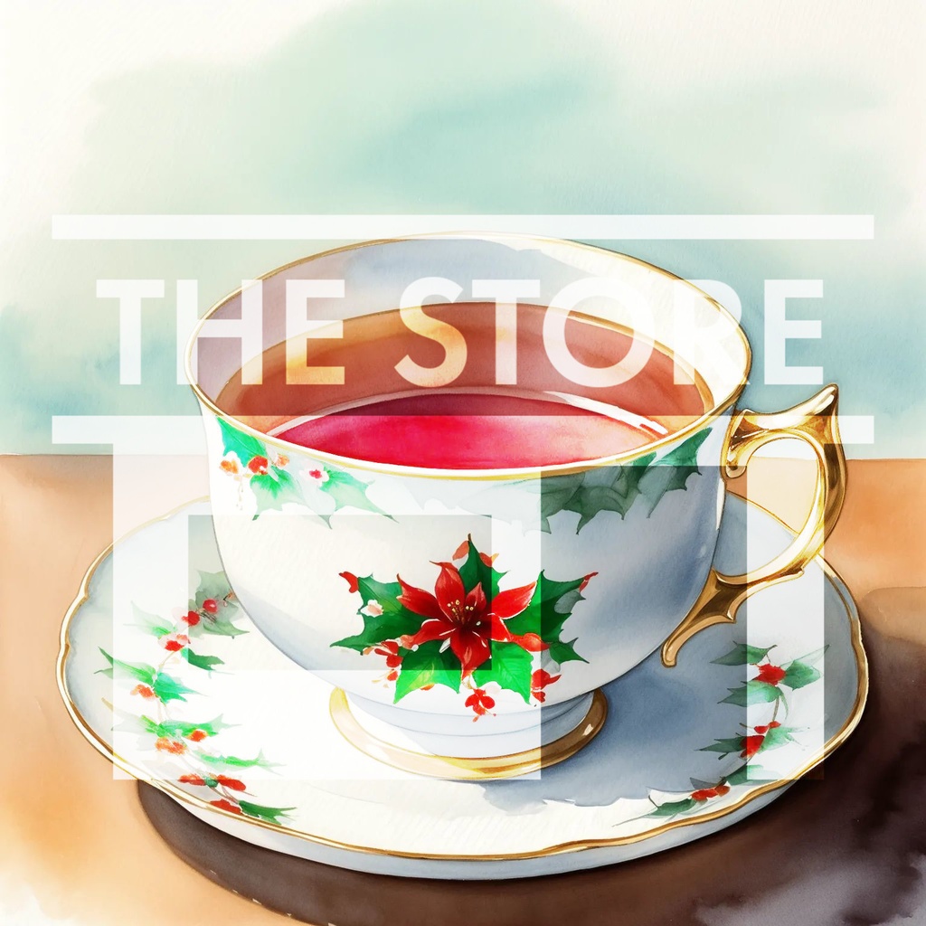 【イラスト素材】クリスマスデザインのティーカップ