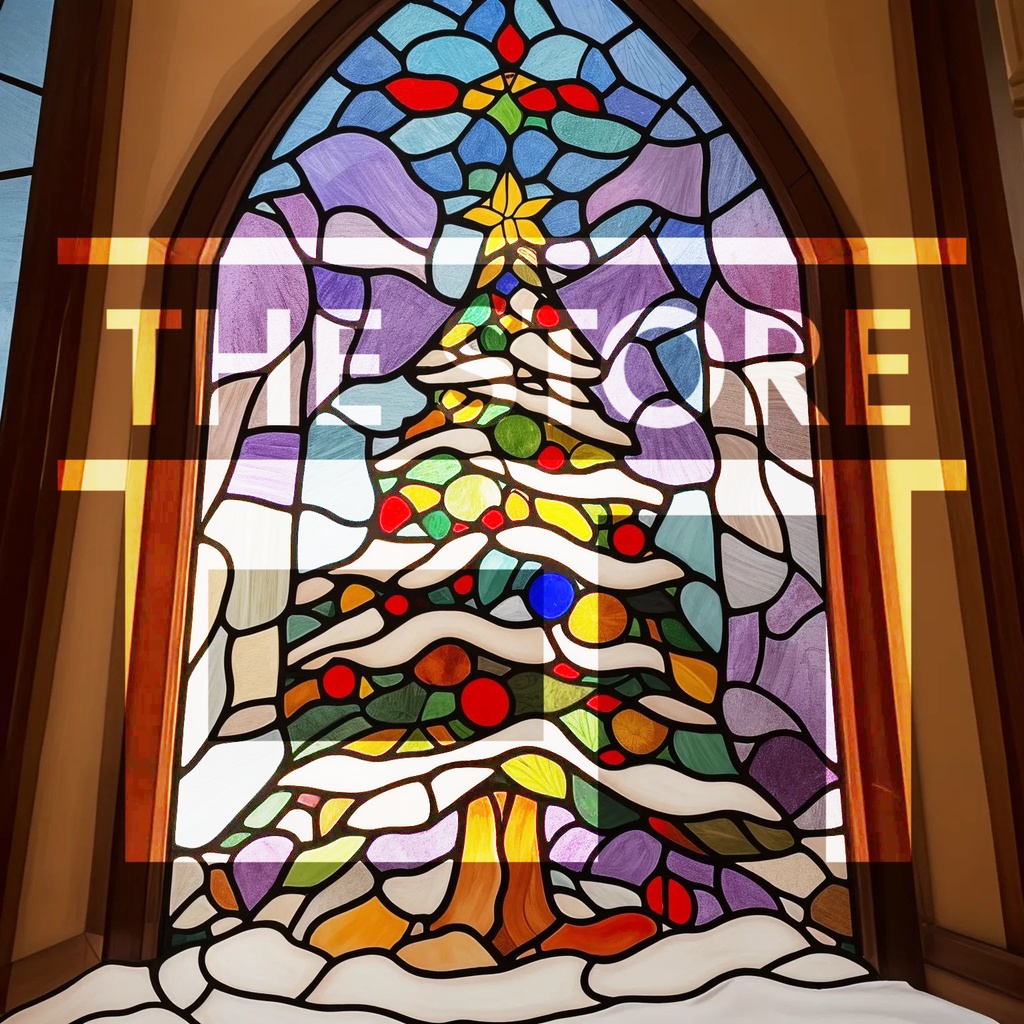 【イラスト素材】ステンドグラスのクリスマスツリー