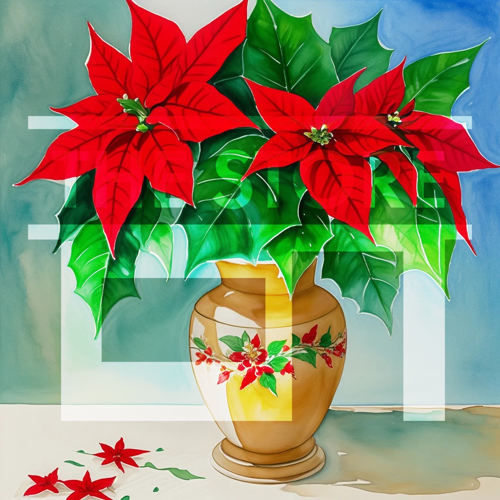 【イラスト素材】ポインセチア