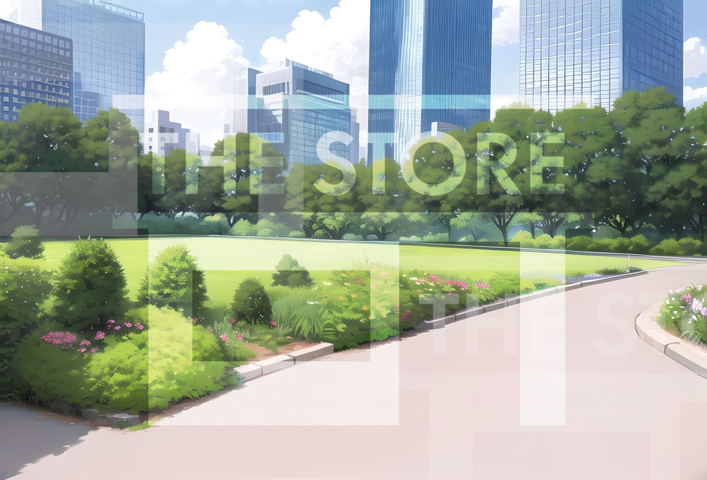 【イラスト素材】都市の中の公園