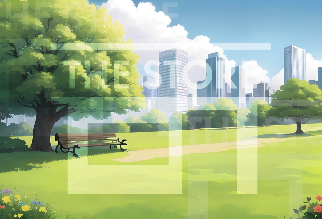 【イラスト素材】都市の中の公園