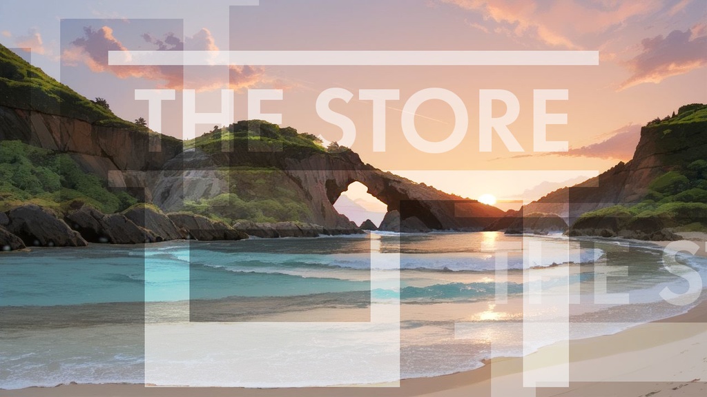 【イラスト素材】岩のアーチがある浜辺3