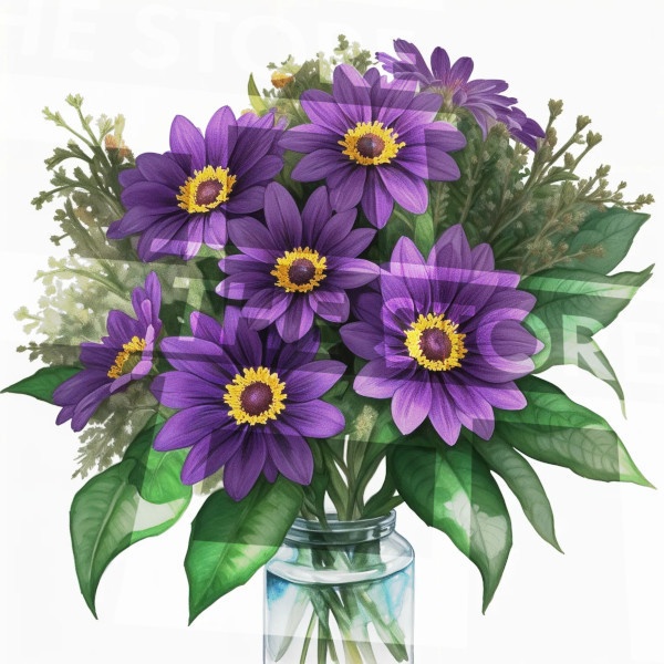 【イラスト素材】クリスマスの花束&花瓶