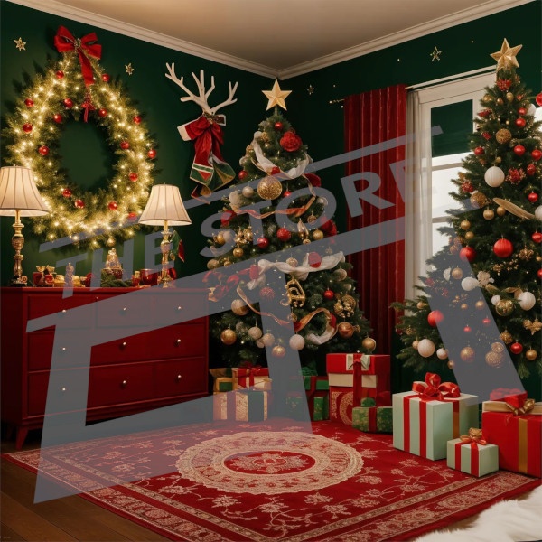 【イラスト素材】クリスマスツリーと部屋