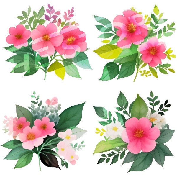 【イラスト素材】花とリーフ1