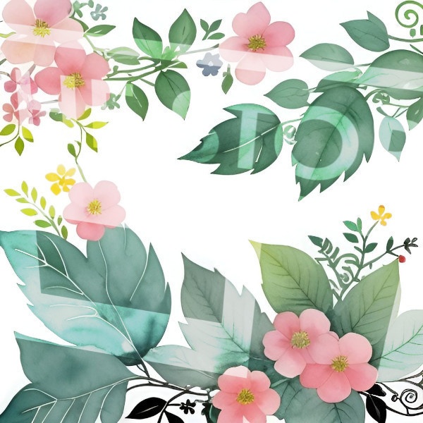 【イラスト素材】花とリーフ1