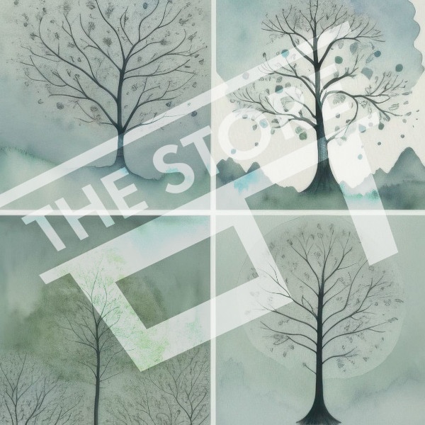 【イラスト素材】水彩画の木1