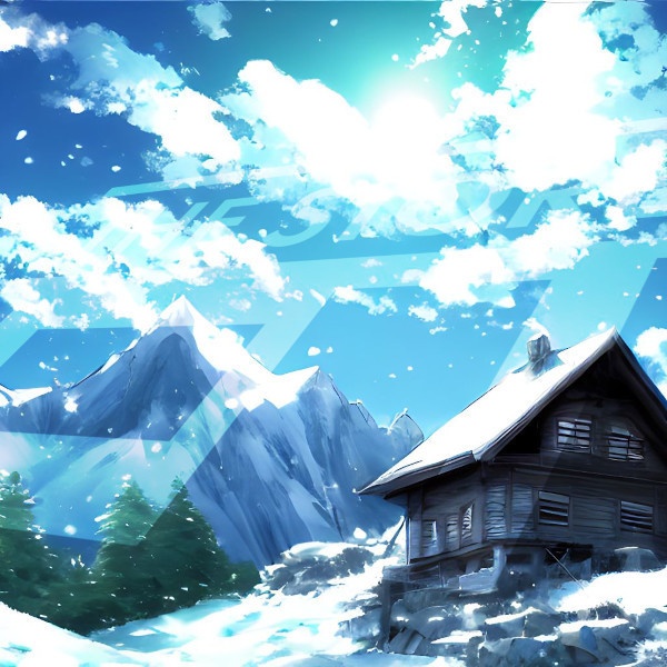 【イラスト素材】雪山の小屋1