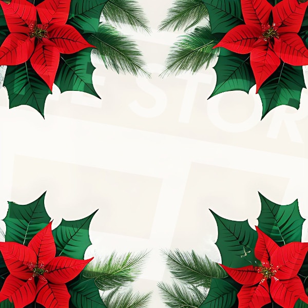 【イラスト素材】ポインセチアのフレーム1