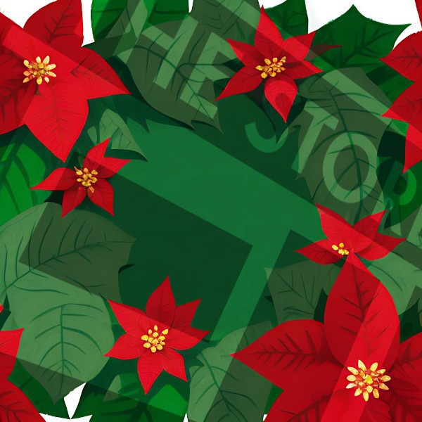 【イラスト素材】ポインセチアのフレーム1