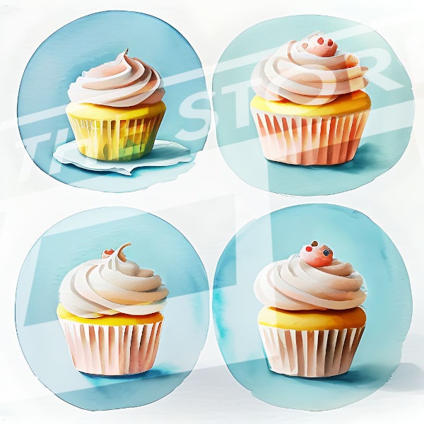 【イラスト素材】カップケーキの壁紙