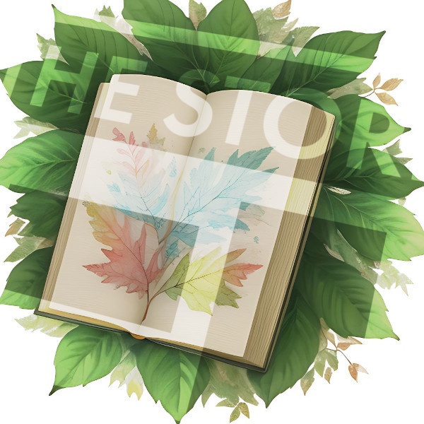 【イラスト素材】葉っぱと本のアート1