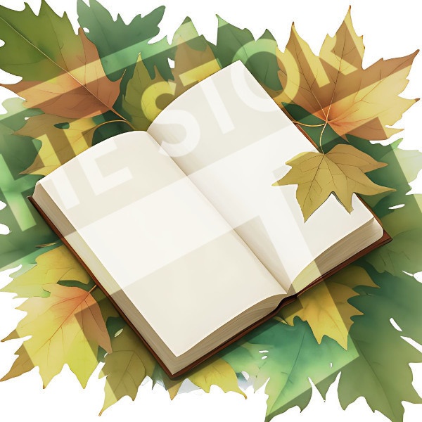 【イラスト素材】葉っぱと本のアート1