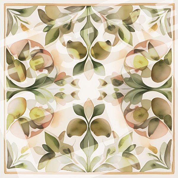 【イラスト素材】オリーブ色の柄1