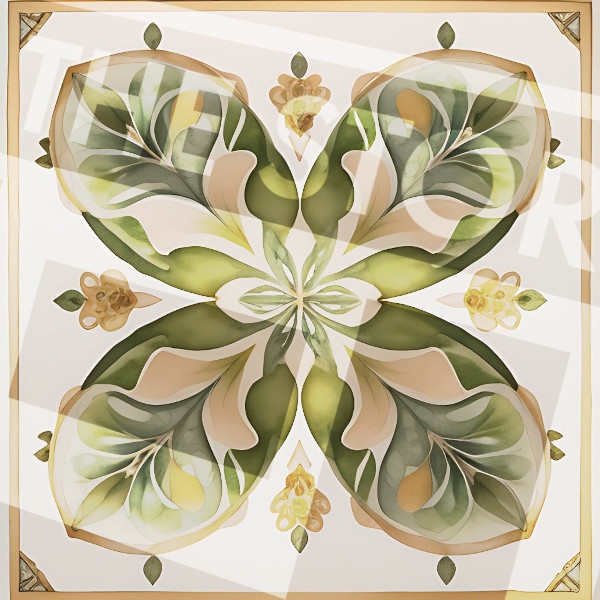 【イラスト素材】オリーブ色の柄1