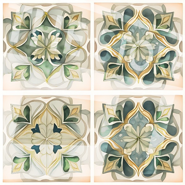 【イラスト素材】オリーブ色の柄2