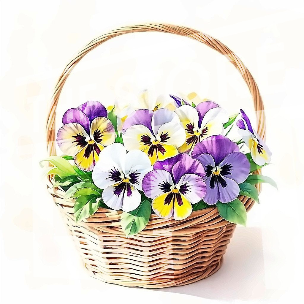 【イラスト素材】色鉛筆風のパンジーの花1