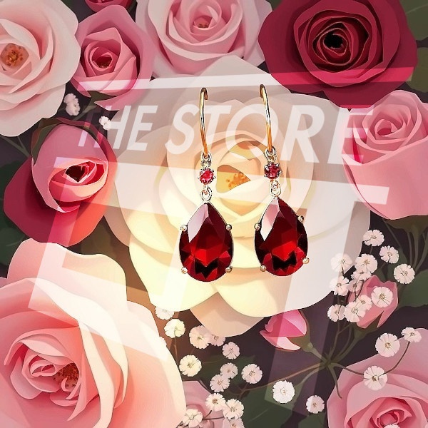 【イラスト素材】ガーネットと花