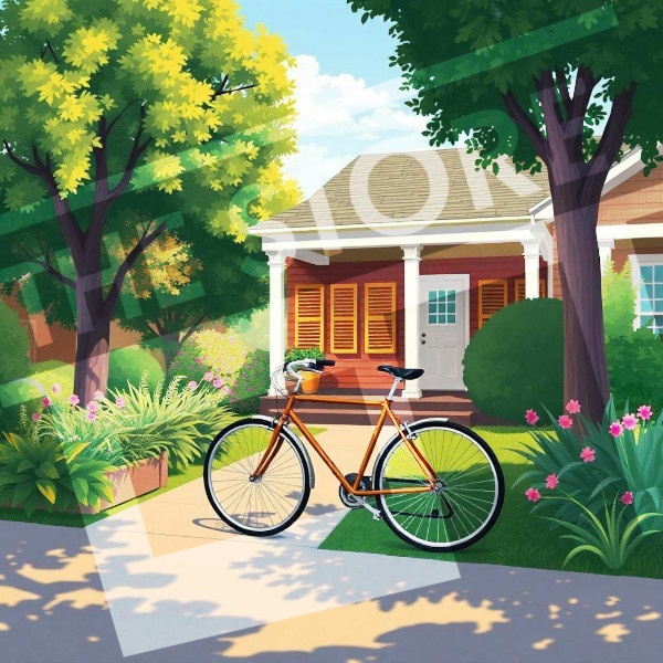 【イラスト素材】自転車と風景1