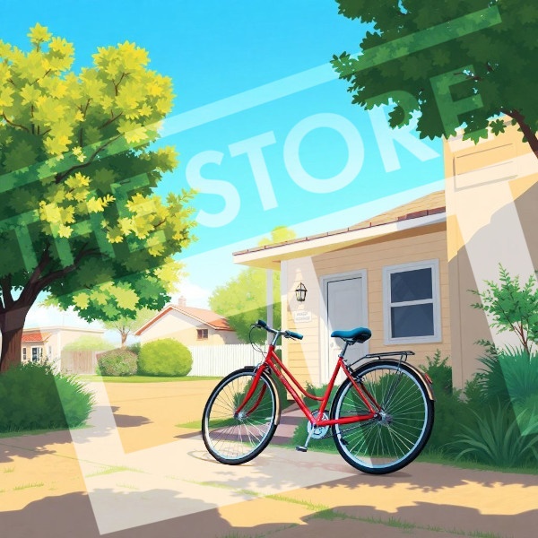 【イラスト素材】自転車と風景1
