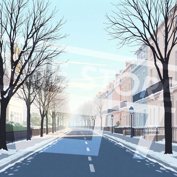 【イラスト素材】冬の街の風景1