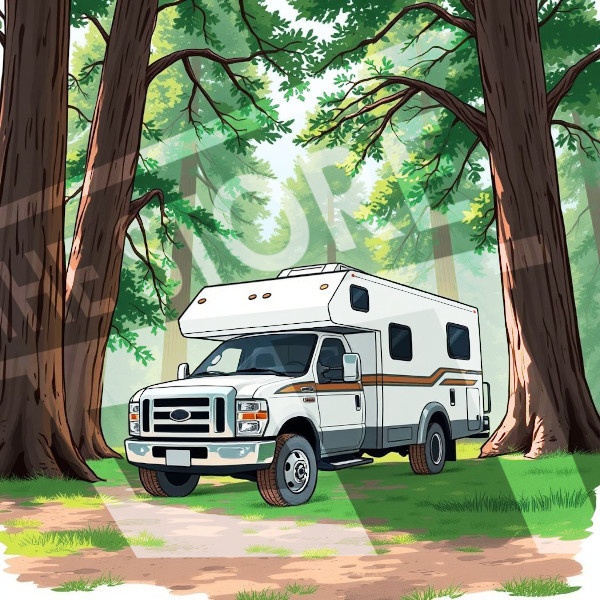 【イラスト素材】キャンピングカー1