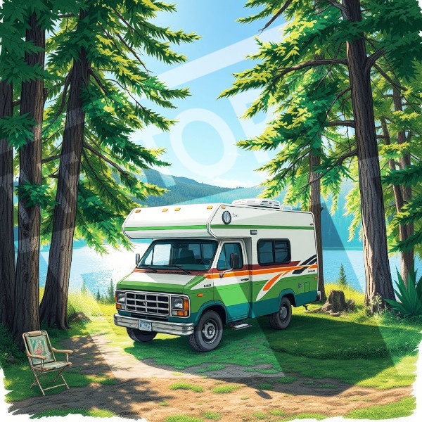 【イラスト素材】キャンピングカー1