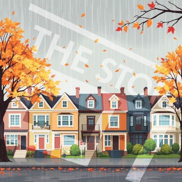 【イラスト素材】家並みのイラスト1