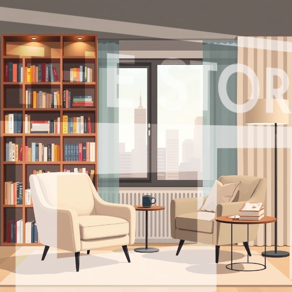 【イラスト素材】読書部屋1