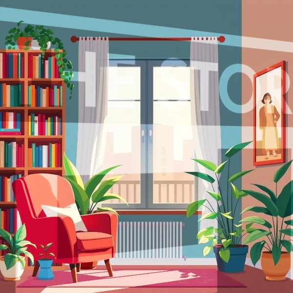 【イラスト素材】読書部屋1