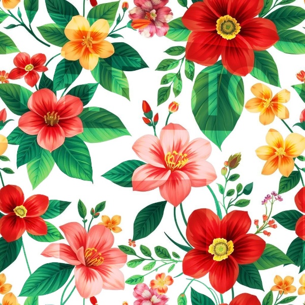 【イラスト素材】花のリース&花柄1