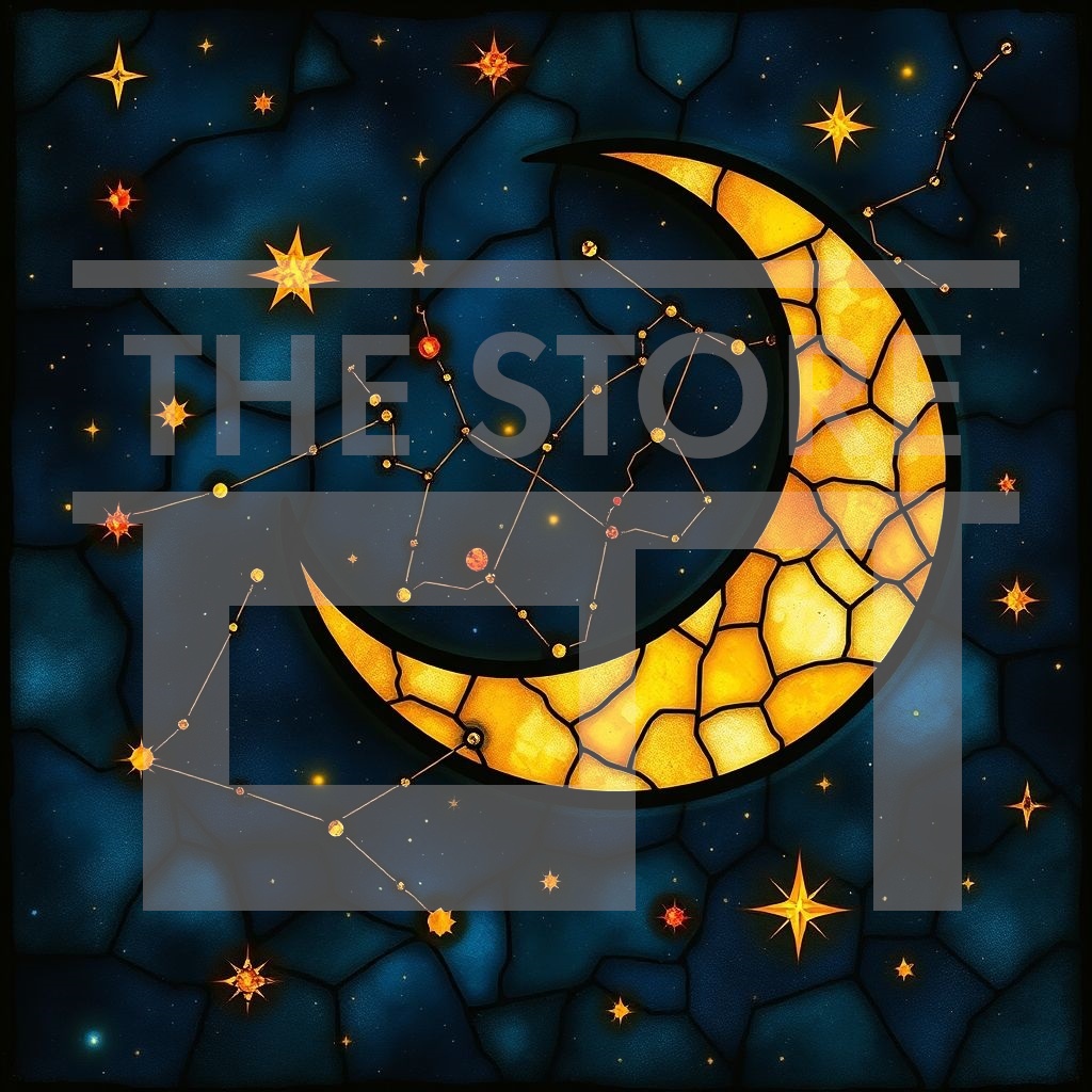 【イラスト素材】星座と太陽&月