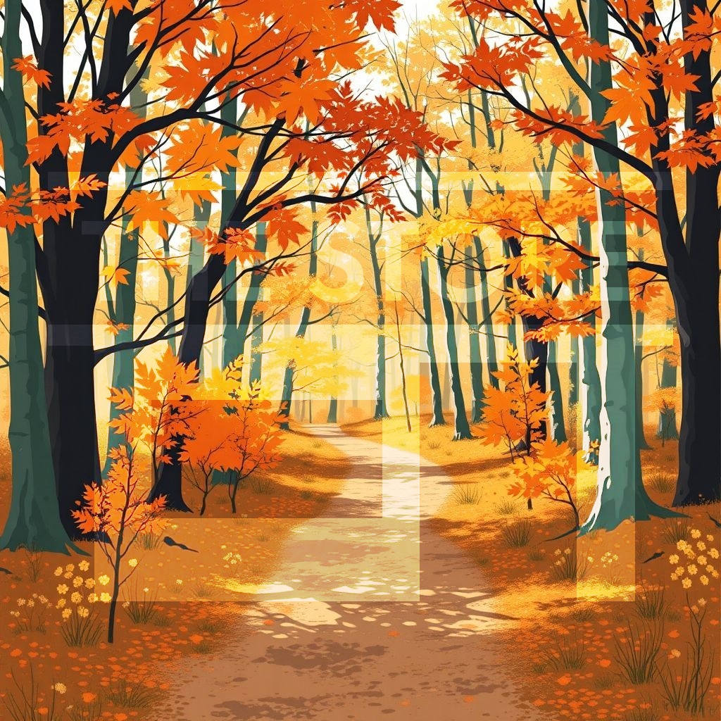 【イラスト素材】四季の森