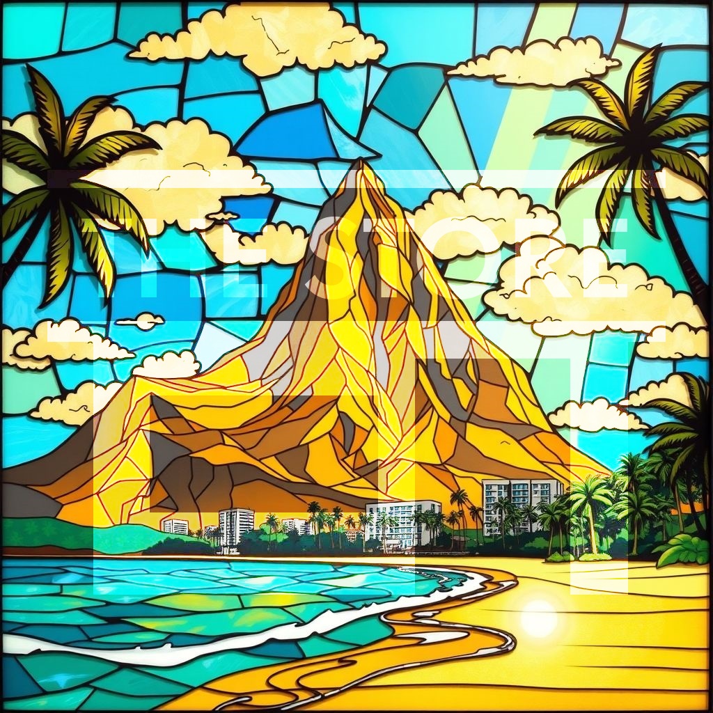 【イラスト素材】ステンドグラス風世界の街