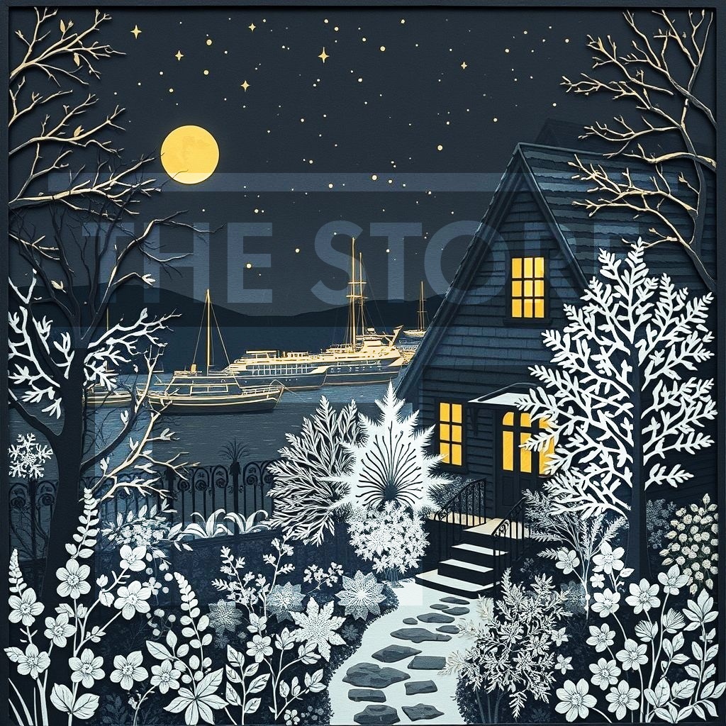 【イラスト素材】小さな家と四季の庭