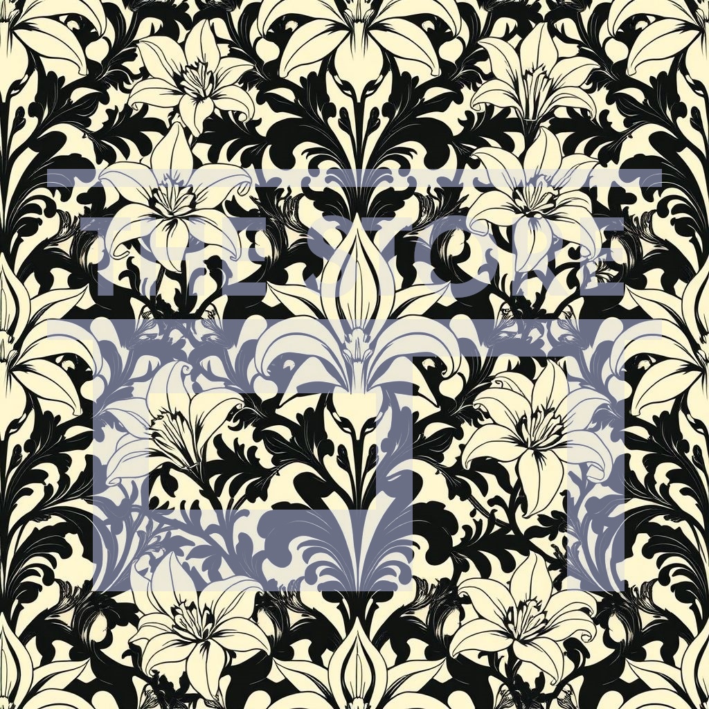 【イラスト素材】黒の花模様のイラスト