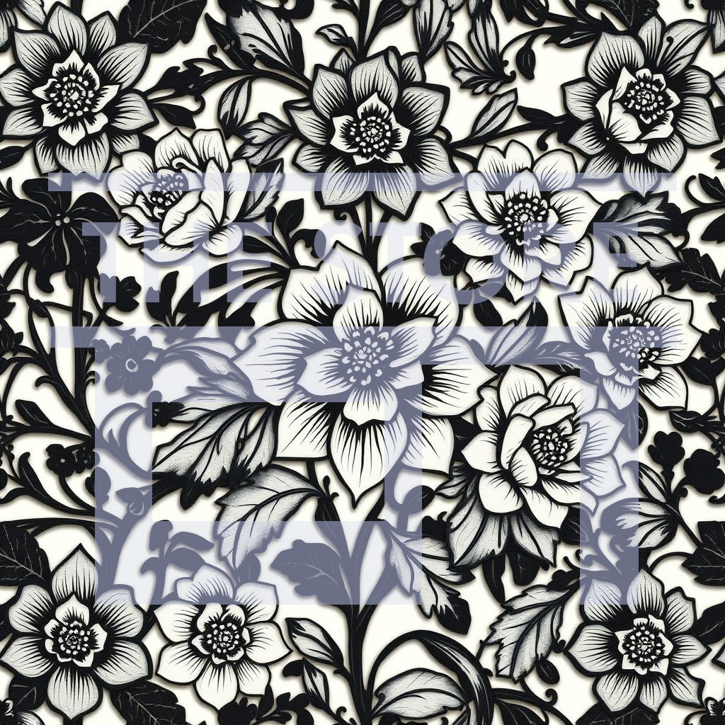 【イラスト素材】黒の花模様のイラスト