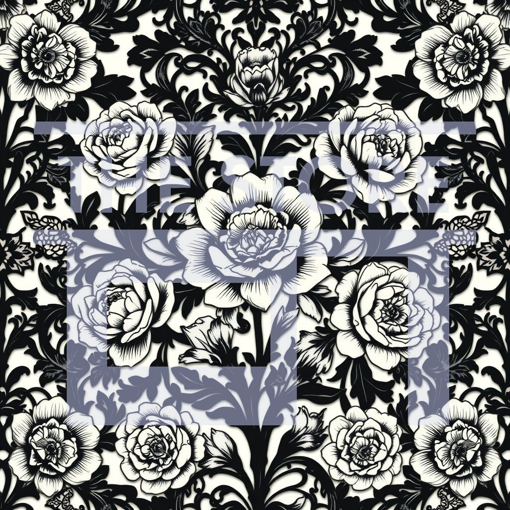 【イラスト素材】黒の花模様のイラスト